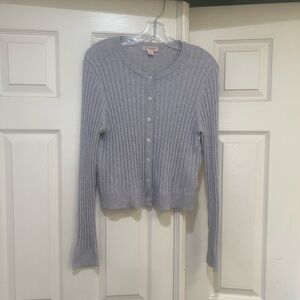 Brooks‎ Brothers Red Fleece Women Sz L Gray Wool Cotton blend cropped cardigan